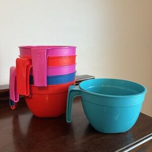 6 Pc. Decor, Australia, 5 CUP Microsafe Deep Bowls Multi Colors W/ Handle 6"x4"